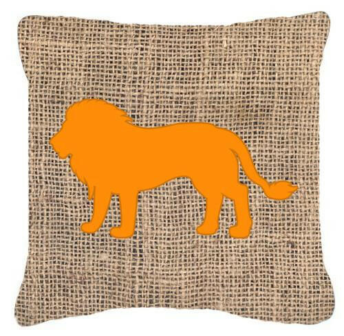 Lion Burlap and Orange   Canvas Fabric Decorative Pillow BB1009 - the-store.com
