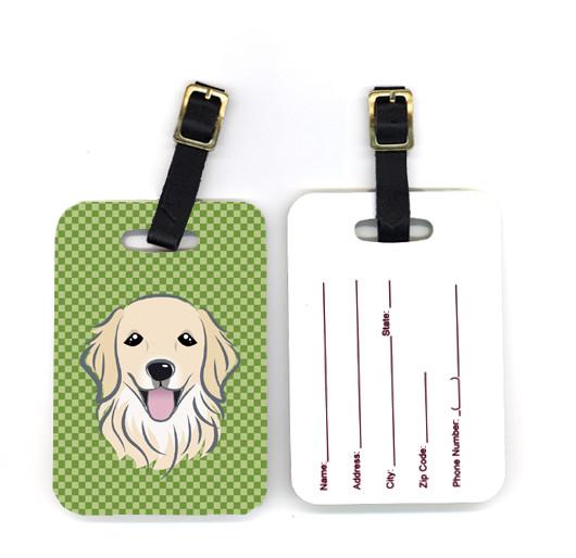 Pair of Green Checkered Golden Retriever Luggage Tags BB1137BT by Caroline&#39;s Treasures