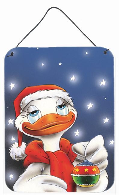 Duck with Christmas Ornament Wall or Door Hanging Prints AAH7196DS1216 by Caroline's Treasures