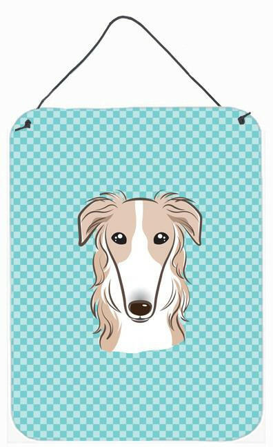 Checkerboard Blue Borzoi Wall or Door Hanging Prints BB1166DS1216 by Caroline's Treasures
