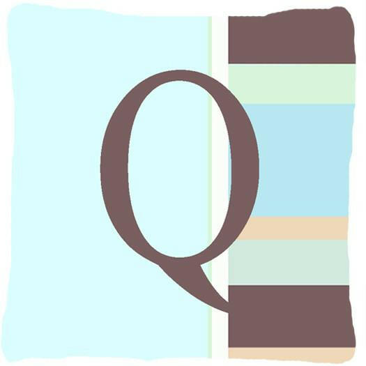 Letter Q Initial Monogram - Blue Stripes Decorative   Canvas Fabric Pillow - the-store.com
