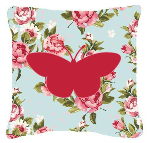 Butterfly Shabby Chic Blue Roses   Canvas Fabric Decorative Pillow BB1044 - the-store.com