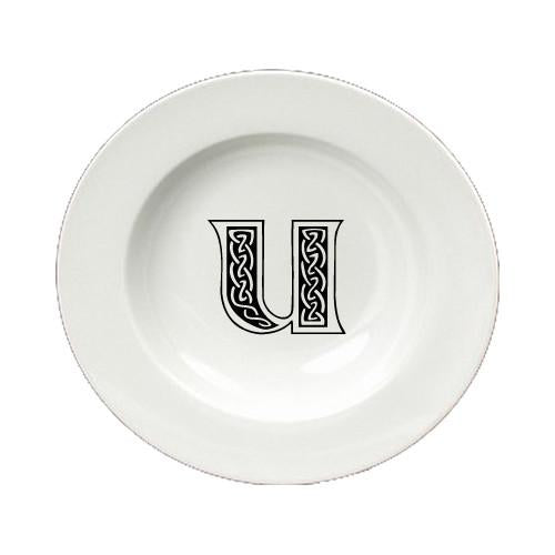 Letter U Initial Monogram Celtic Round Ceramic White Soup Bowl CJ1059-U-SBW-825 by Caroline&#39;s Treasures