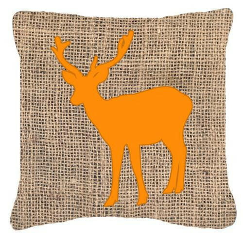 Deer Burlap and Orange   Canvas Fabric Decorative Pillow BB1012 - the-store.com