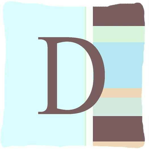Letter D Initial Monogram - Blue Stripes Decorative   Canvas Fabric Pillow - the-store.com