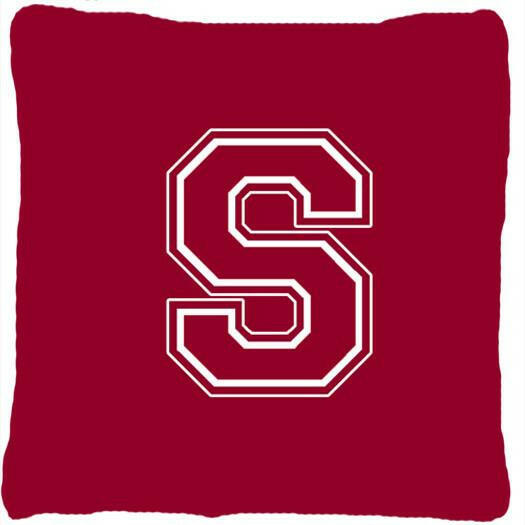 Monogram Initial S Maroon and White Decorative   Canvas Fabric Pillow CJ1032 - the-store.com