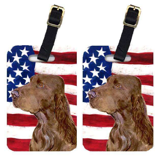 Pair of USA American Flag with Field Spaniel Luggage Tags SS4010BT by Caroline&#39;s Treasures