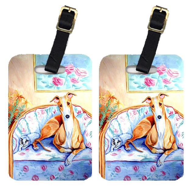 Pair of 2 Whippet waiting on Mom Luggage Tags by Caroline&#39;s Treasures