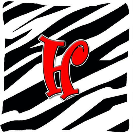 Monogram Initial H Zebra Red Decorative   Canvas Fabric Pillow CJ1024 - the-store.com
