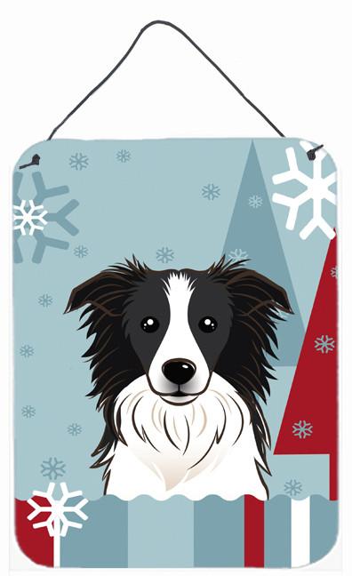 Winter Holiday Border Collie Wall or Door Hanging Prints BB1737DS1216 by Caroline's Treasures