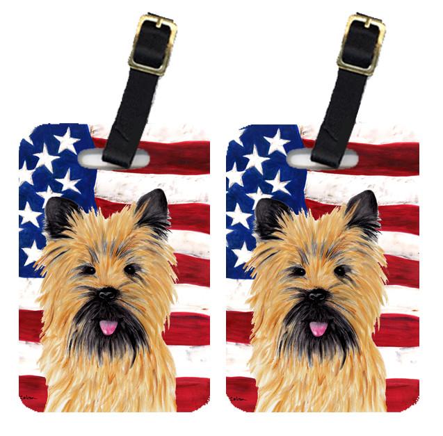 Pair of USA American Flag with Cairn Terrier Luggage Tags SC9017BT by Caroline&#39;s Treasures