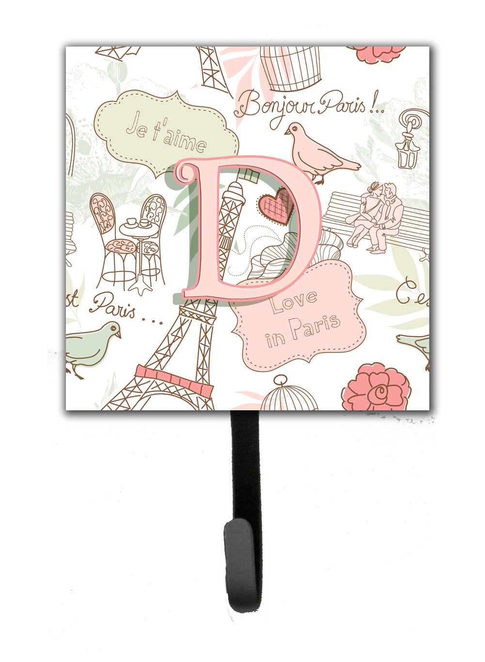 Letter D Love in Paris Pink Leash or Key Holder CJ2002-DSH4 by Caroline&#39;s Treasures