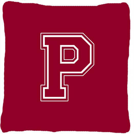 Monogram Initial P Maroon and White Decorative   Canvas Fabric Pillow CJ1032 - the-store.com