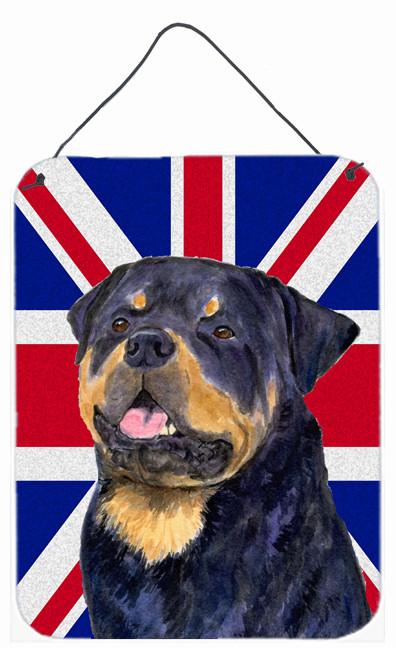Rottweiler with English Union Jack British Flag Wall or Door Hanging Prints SS4966DS1216 by Caroline&#39;s Treasures