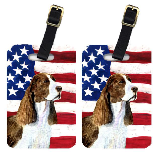 Pair of USA American Flag with Springer Spaniel Luggage Tags SS4040BT by Caroline&#39;s Treasures
