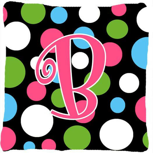 Monogram Initial B Polkadots and Pink Decorative   Canvas Fabric Pillow CJ1038 - the-store.com