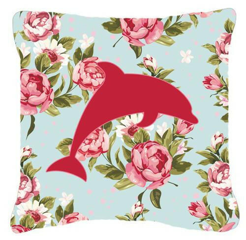 Dolphin Shabby Chic Blue Roses   Canvas Fabric Decorative Pillow BB1025 - the-store.com