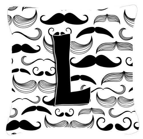 Letter L Moustache Initial Canvas Fabric Decorative Pillow CJ2009-LPW1414 by Caroline&#39;s Treasures