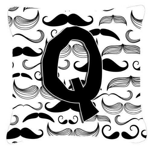 Letter Q Moustache Initial Canvas Fabric Decorative Pillow CJ2009-QPW1414 by Caroline&#39;s Treasures