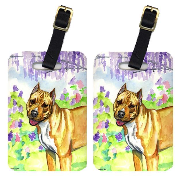 Caroline's Treasures Pit Bull Luggage Tags – Set of 2 Durable Bag Tags with Straps