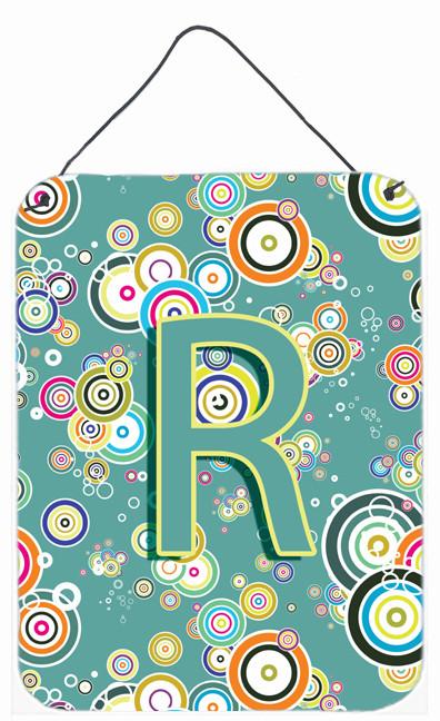 Letter R Circle Circle Teal Initial Alphabet Wall or Door Hanging Prints CJ2015-RDS1216 by Caroline&#39;s Treasures