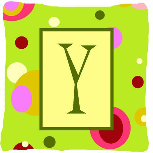 Letter Y Initial Monogram - Green Decorative   Canvas Fabric Pillow - the-store.com