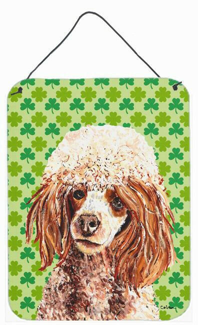 Red Miniature Poodle Lucky Shamrock St. Patrick&#39;s Day Wall or Door Hanging Prints SC9723DS1216 by Caroline&#39;s Treasures