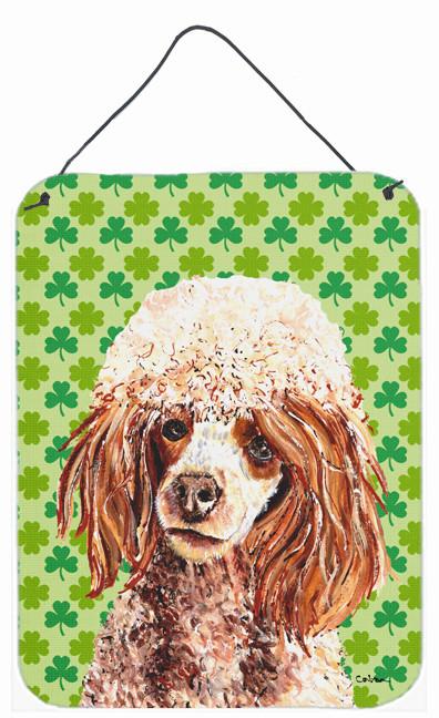 Red Miniature Poodle Lucky Shamrock St. Patrick's Day Wall or Door Hanging Prints SC9723DS1216 by Caroline's Treasures
