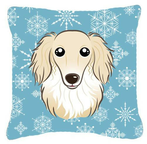 Snowflake Longhair Creme Dachshund Fabric Decorative Pillow BB1646PW1414 - the-store.com