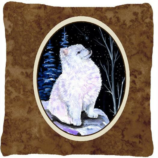 Starry Night American Eskimo Decorative   Canvas Fabric Pillow by Caroline&#39;s Treasures