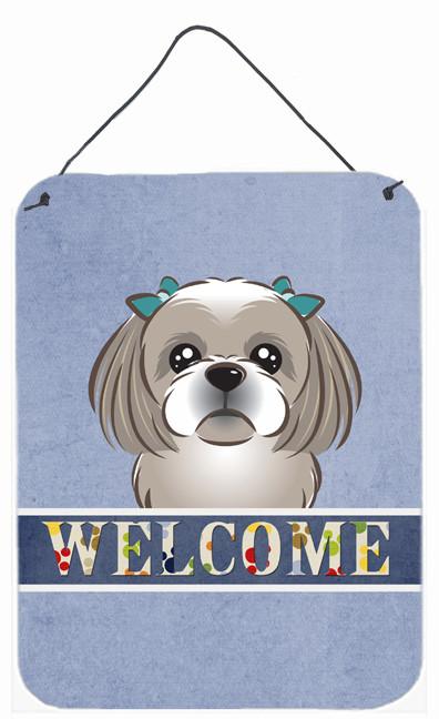 Gray Silver Shih Tzu Welcome Wall or Door Hanging Prints BB1436DS1216 by Caroline's Treasures