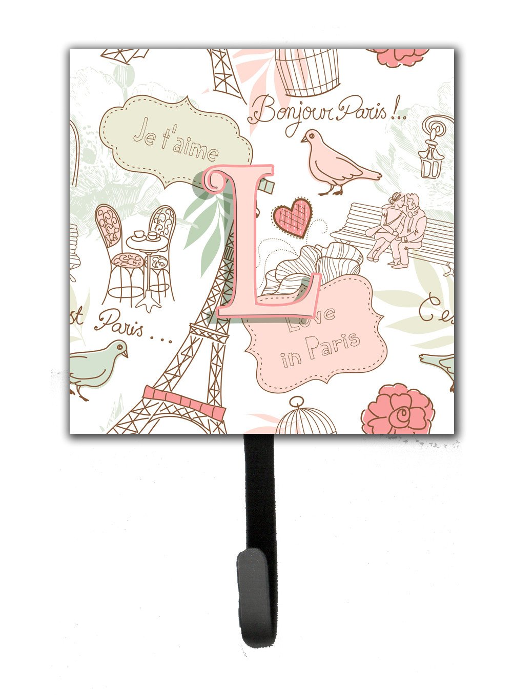 Letter L Love in Paris Pink Leash or Key Holder CJ2002-LSH4 by Caroline&#39;s Treasures
