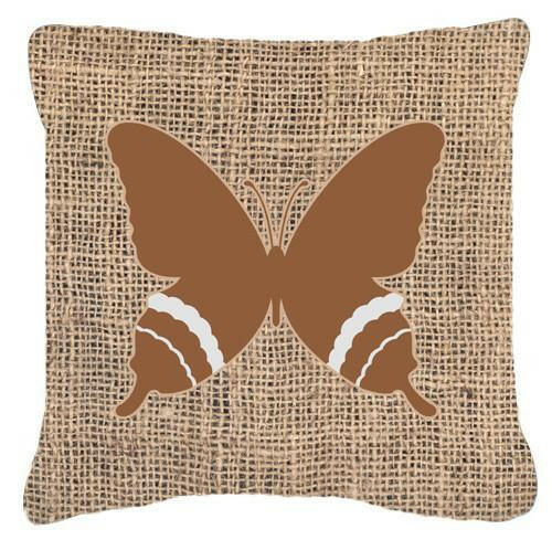 Butterfly Burlap and Brown   Canvas Fabric Decorative Pillow BB1034 - the-store.com