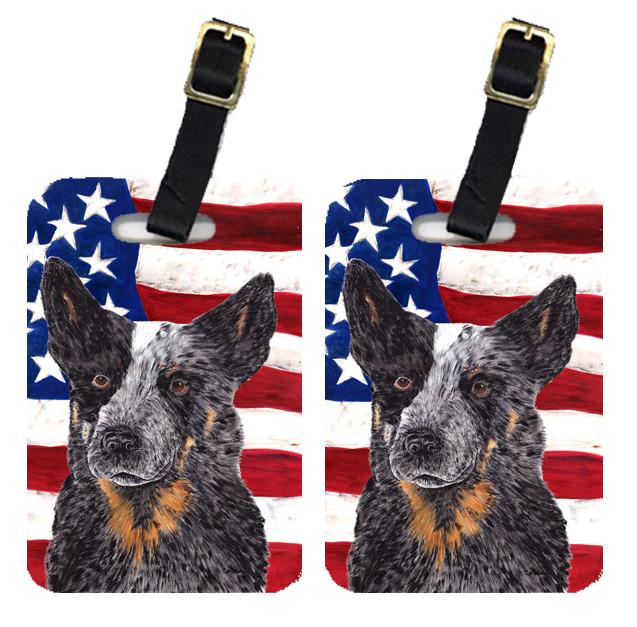 Pair of USA American Flag with Australian Cattle Dog Luggage Tags SC9109BT by Caroline&#39;s Treasures