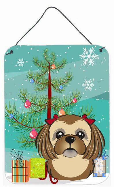 Christmas Tree and Chocolate Brown Shih Tzu Wall or Door Hanging Prints BB1621DS1216 by Caroline's Treasures