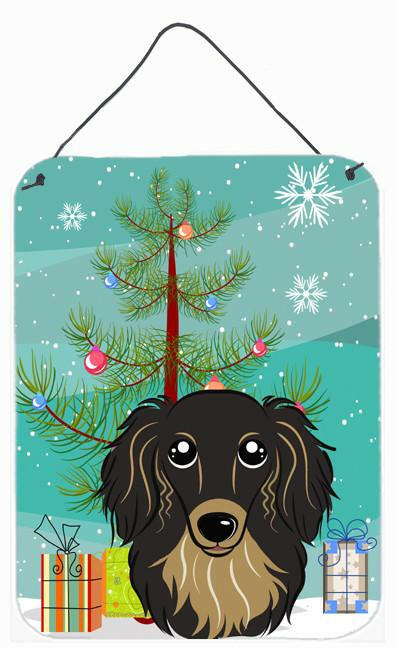 Christmas Tree and Longhair Black and Tan Dachshund Wall or Door Hanging Prints BB1585DS1216 by Caroline's Treasures