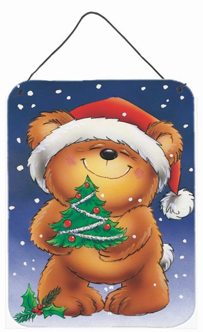 Teddy Bear and Christmas Tree Wall or Door Hanging Prints AAH7208DS1216 by Caroline's Treasures