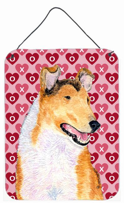Collie Smooth Hearts Love and Valentine&#39;s Day Wall or Door Hanging Prints by Caroline&#39;s Treasures