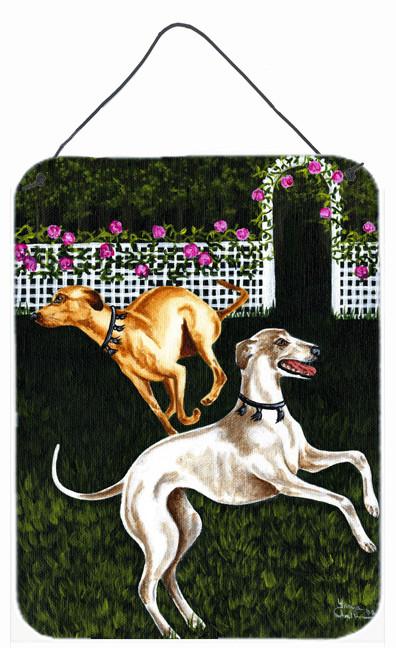 Rose Garden Frolick Greyhounds Wall or Door Hanging Prints AMB1354DS1216 by Caroline&#39;s Treasures