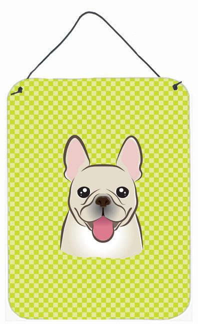 Checkerboard Lime Green French Bulldog Wall or Door Hanging Prints BB1300DS1216 by Caroline&#39;s Treasures