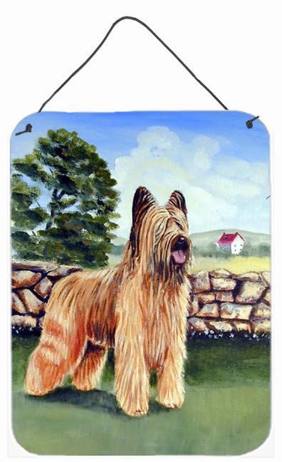 Briard by the stone fence Aluminium Metal Wall or Door Hanging Prints by Caroline&#39;s Treasures