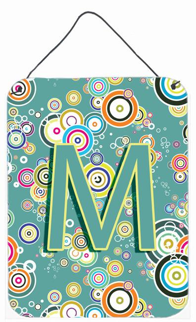 Letter M Circle Circle Teal Initial Alphabet Wall or Door Hanging Prints CJ2015-MDS1216 by Caroline's Treasures
