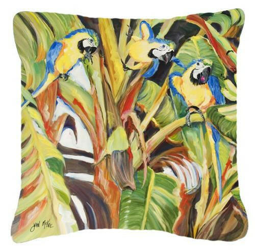 Parrots Canvas Fabric Decorative Pillow JMK1281PW1414 by Caroline&#39;s Treasures