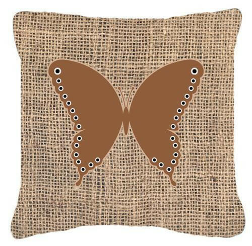 Butterfly Burlap and Brown   Canvas Fabric Decorative Pillow BB1036 - the-store.com