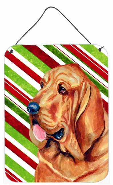 Bloodhound Candy Cane Holiday Christmas Wall or Door Hanging Prints by Caroline&#39;s Treasures