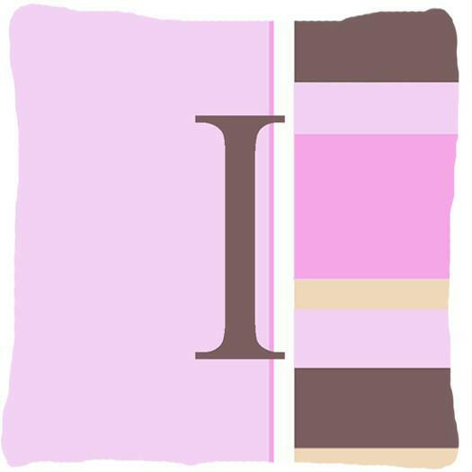 Letter I Initial Monogram - Pink Stripes Decorative   Canvas Fabric Pillow - the-store.com