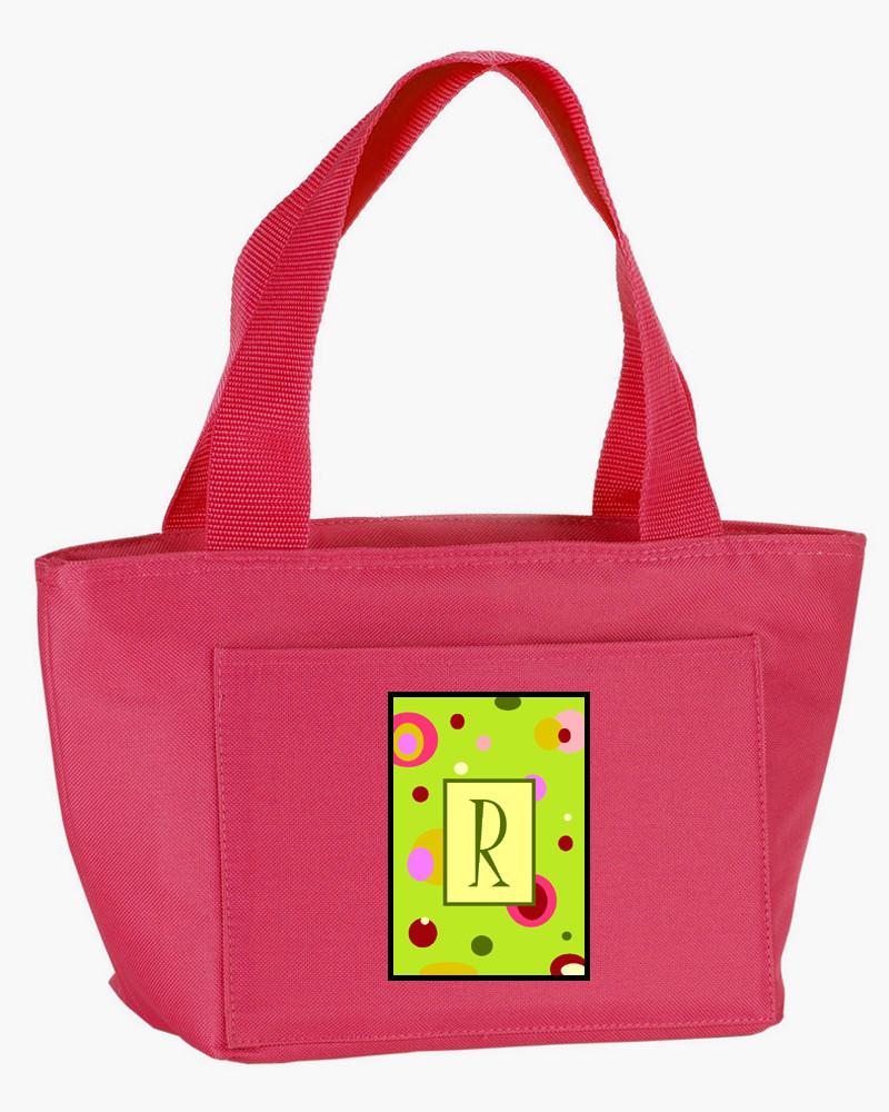 Letter R Monogram - Lime Green Zippered Insulated School Washable and Stylish Lunch Bag Cooler CJ1010-R-PK-8808 by Caroline&#39;s Treasures