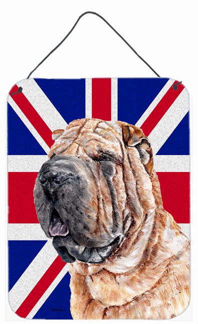 Shar Pei with English Union Jack British Flag Wall or Door Hanging Prints SC9892DS1216 by Caroline&#39;s Treasures