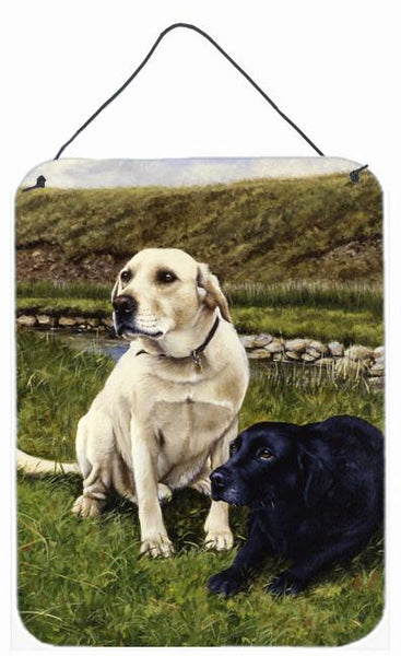 Yellow and Black Labradors Wall or Door Hanging Prints FRF0018DS1216 by Caroline's Treasures