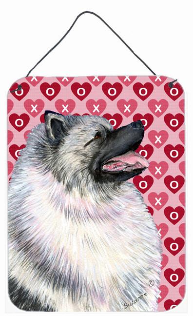 Keeshond Hearts Love and Valentine&#39;s Day Portrait Wall or Door Hanging Prints by Caroline&#39;s Treasures